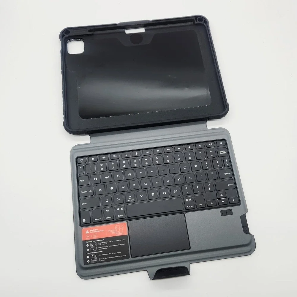 Nillkin iPad Pro 11 M5 M4 2025 2024 Case Backlit Keyboard Trackpad Rugged Black